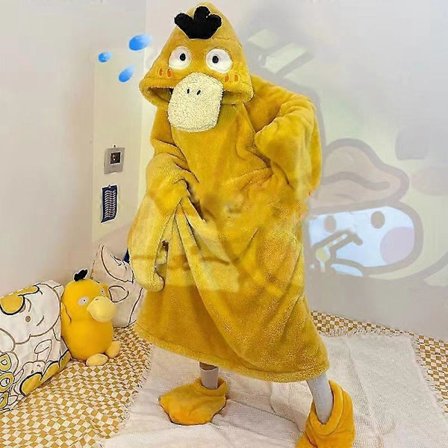 Tegneserie And Vinter Pyjamas For Voksen Onesie Hettegenser Morsom Pyjamas Varm Komfortabel Hjemmeklær Lounge Jenter Hybel Cosplay Nattøy Psyduck