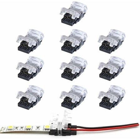 2-polig LED-stripkontakt, 10-pack 2-polig LED-stripkontakt för 10 mm enfärgad SMD 5050/3528 vattentät och icke-vattentät LED-strip