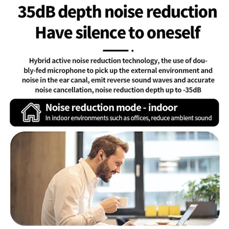 A9Pro Bluetooth 5.4 Trådlösa Öronproppar LCD Färgskärm ANC Brusreducerande TWS Sport Öronproppar 15 Nationella Språk B(Vit)