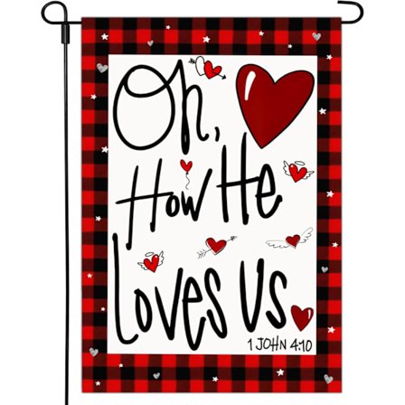 Valentinsdagsträdgårdsflaggor för Utomhus 12×18 Tum Dubbelsidig Välkommen Bröllop Valentinsdag Trädgårdsskylt Trädgårdsflagga H