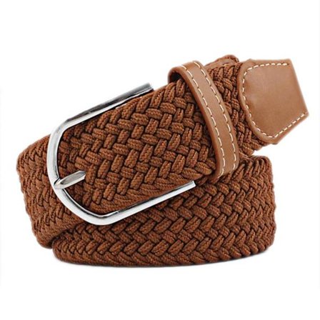 Bælte med stretch - Elastisk lærred stof skarp W26 -W36 Brown