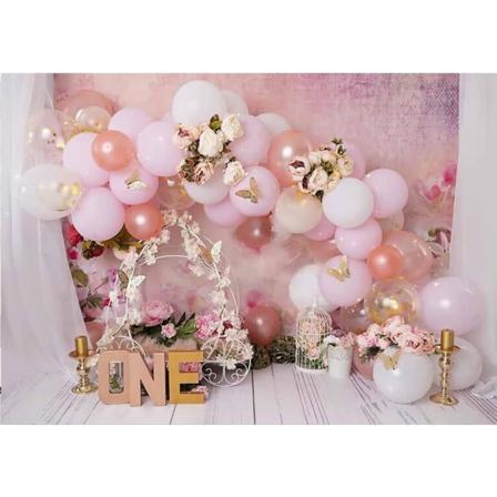 Nyfödd porträtt bakgrund Fjäril rosa blommor för flicka Baby 1:a födelsedagstårta Smash Foto bakgrund Studio rekvisita (7x5FT)