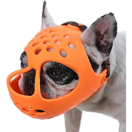 Hunde-snute for hunder med kort snute, myk silikon pustende bulldog-snute for biting, tygging, slikking, ideell for hunder med flatt ansikt-Perfet 
