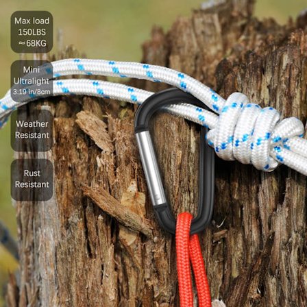 3" aluminiumkrokring D-ring, karbinhake, fjäderklämma för K