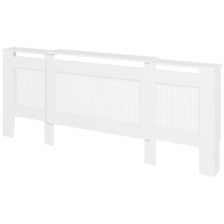 Kølerafdækning udtrækbar radiatorafdækning med hylde, lameller, varmeafdækning varmeafdækning radiatorafdækning 125-201 x 19 x 81,5 cm hvid