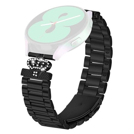 Armband i rostfritt stål Garmin Approach S40 / Forerunner 158 Klockarmband Kronform Strassdekor - Svart