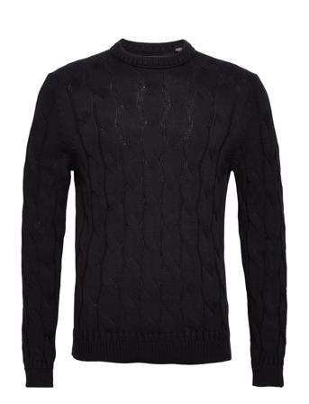 Onsphilip Reg 5 Cable Crew Knit 2884 Black ONLY & SONS