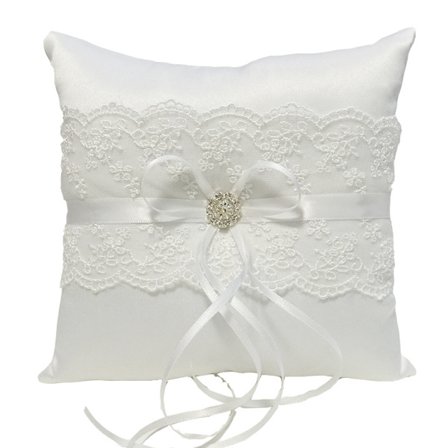 1 kpl puhdas valkoinen vihkisormus tyyny, vihkisormus tyyny tyyny jousi pitsi kehys