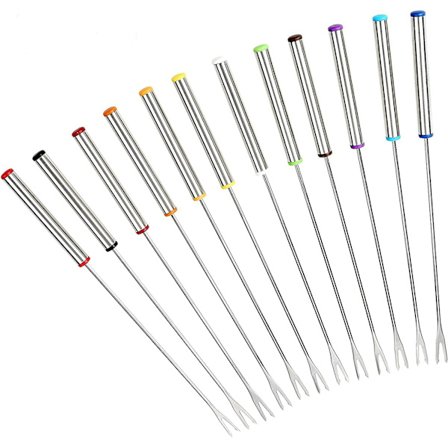 Set med 12 fonduegafflar i rostfritt stål, 24 cm