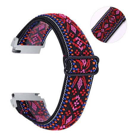 20mm Samsung Galaxy Watch 3 (41mm) / Watch Active / Gear S2 elastic pattern watch band - Red Tribal Flower Pattern