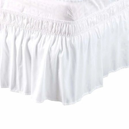 /HA/ Stretch sengekappe med volanger, 38 cm høy, 190 cm lang og 99 cm bred - Enkel, Snøhvit