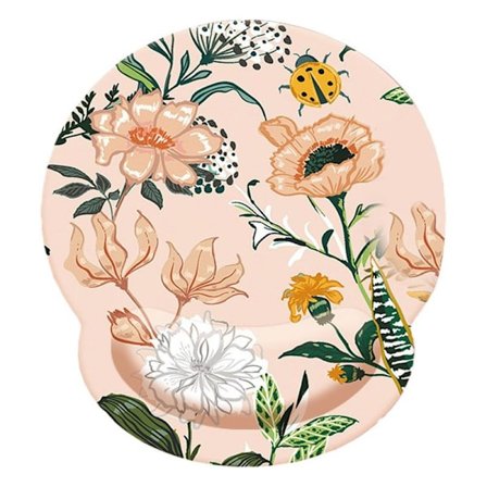 Blommig musmatta med handledsstöd, gummibotten, Slow Style2