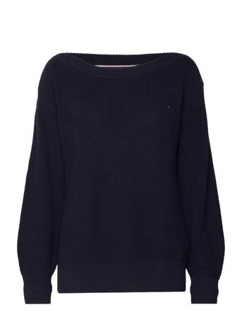 Boat Nk Sweater Cotton Rib Knit Pullover Marineblå Tommy Hilfiger