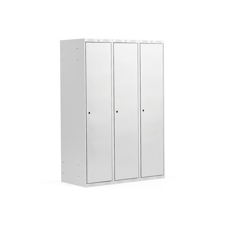 Kleiderspind CLASSIC, 3 Module, 1740 x 1200 x 550 mm, grau