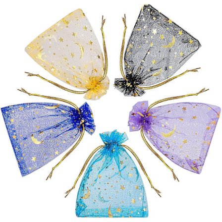 100 st Organzapåsar, 9 * 12 cm Blandad Färg Organza P