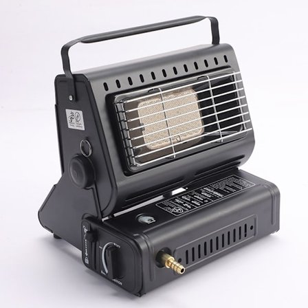 1 st Bärbar Utomhusvärmare & Kassettspis 2-i-1 - Justerbar Vinkel, Dubbellägesuppvärmning för Camping, Isfiske & Inomhusbruk