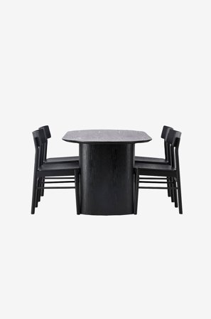 Venture Home - Matgrupp Isolde med 4st stolar Montros - Svart - Matgrupp 4 personer - Från Homeroom