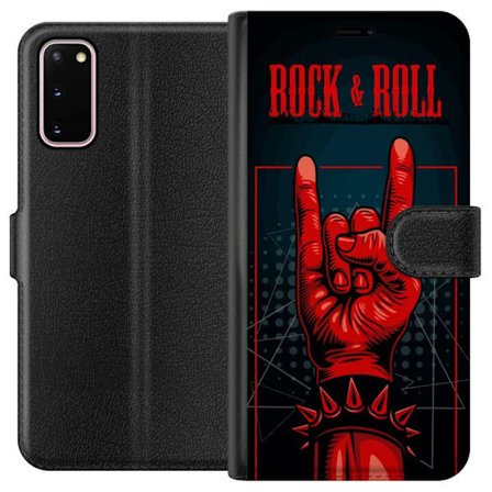 Kompatibel Tegnebogsetui til Samsung Samsung Galaxy S20 Rock & Roll håndsymbol – Rød og sort design med tung metal-inspiration