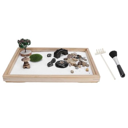 Sandhage Kit Zen Japansk Mini Meditasjon Bordplate Dekor Tilbehør for Hjemmekontor