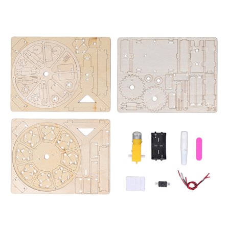 Trähjul Byggsats Pedagogisk 3D Vetenskaplig Modell DIY Elektrisk Hjulmontering Projekt för Barn Vuxna