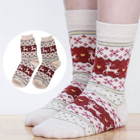 Dame Vinterstrømper Julegave Varme Ullstrømper Beige