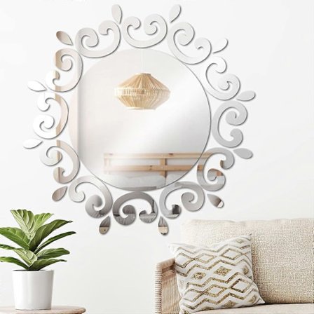 AURA 3D Auringonkukkapeili seinätarrat, 2 mm paksu pyöreä akryyli, olohuoneen makuuhuoneen TV-taustaseinätarrat, kodin koristeet