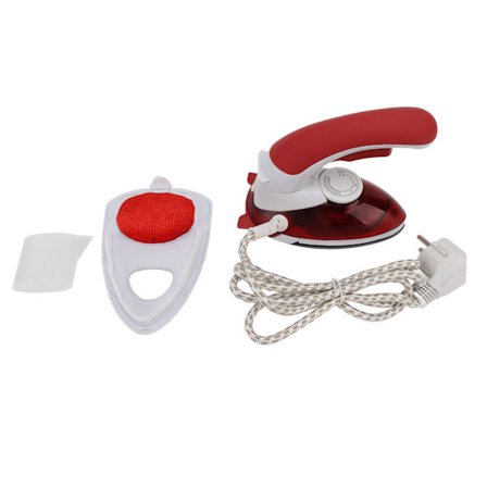 Punainen sähköhöyrysilitysrauta pyörivällä kahvalla, 3 lämpötilatasoa, 220–240 V EU-pistoke