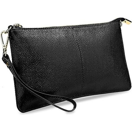 Clutch Wristlet Håndveske Kvinner Ekte Lær Stor Lommebok med Crossbody Skulderkjede
