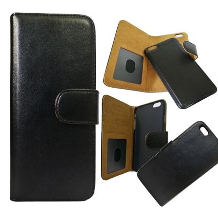 Iphone 6 Plus/6s Plus Eco-läder Mobilplånbok Avtagbar Bakstycket Svart