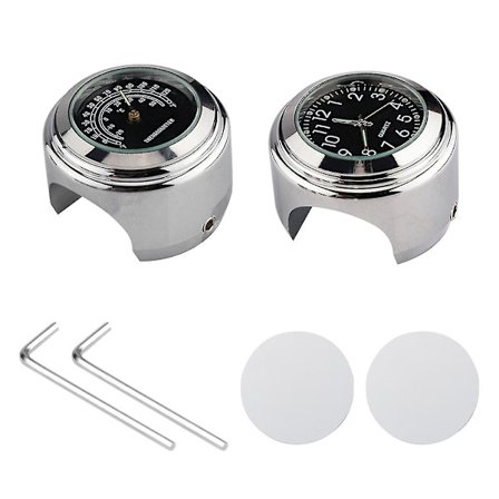 Universal Motorcykel Styr Ur Cykel Termometer Vandtæt Udskiftning Til Motorcykler Cykler 22mm-25.4mm7/8""- 1"" Styr Sølv Skal