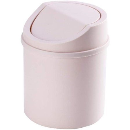 Mini skraldespand, lille skraldespand, bordskraldespand, kreativ flip-skrivebord mini skraldespand, pink