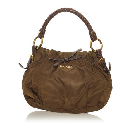 Prada Vintage, Pre-owned Handbag Bruin, Dames, Maat:ONE Size,nylon,gevlochten