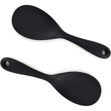 Serveringsskedar, 2-pack, Ickefastklibbig Risgryta, Rissked, Silikon Koksked för Mosad Potatis, Ris, Risgryta (Svart) Svart