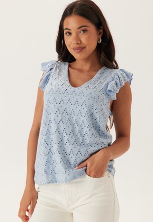 VILA Viamalina V-neck C/S TOP TOP T Kentucky Blue Klær