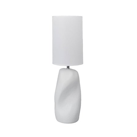 Bordlampe i stentøj, hvid stofskærm, 64 cm