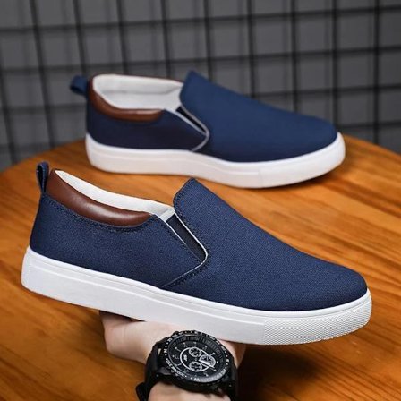 Store størrelser Herresko Canvas Sko Herre Lett Slip-on Casual Board Sko Herreklær Sko Casual Sko Blå 43 Blå 43