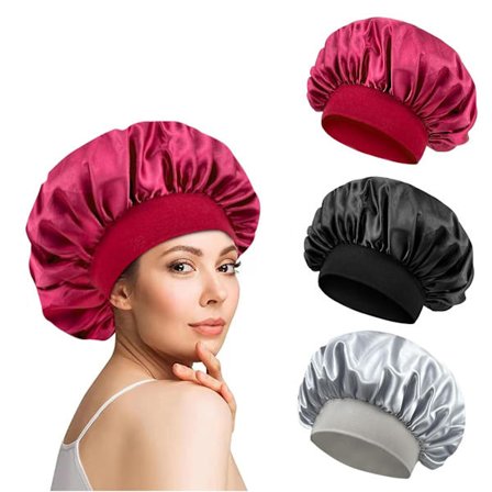 Sovmössa i siden, hårband i satin 3-pack mjuk