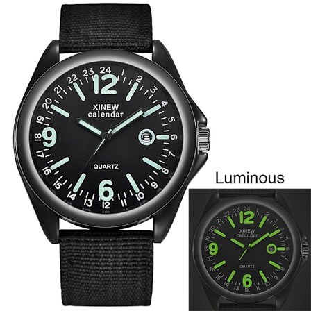 Militær herreur Quartz ur sort urskive dato luksus sport armbåndsur [LGL]