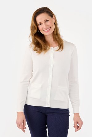 BRANDTEX - Langærmet Cardigan - Off White - Med Lommer