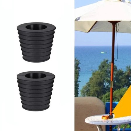 To-delt konisk parasolfod terrassebord hulholder til terrassebordsåbninger eller parasolfødder, 1,5 tommer parasol, 5,8 x 6,9 mm (sort).