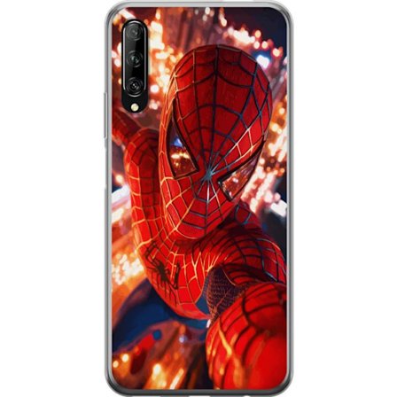 Yhteensopiva Puhelinkuori Huawei Huawei P smart Pro 2019 Spider Man intensiivisessä toiminnassa välkkyvien valojen ja dynaamisen perspektiivin kera