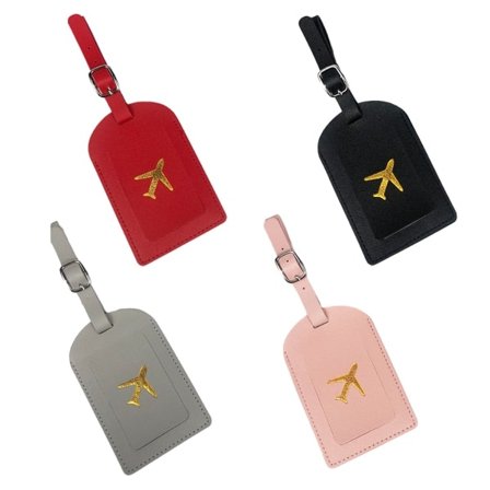 4-pack Läder Bagagetaggar Resväskor Etiketter Bagagetagg Väska