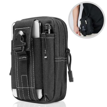 1pctactical Taljeposer, Universal Udendørs Taljepakkeutility Gadget Taljepose Med Mobiltelefonholster Til Sport, Vandreture, Camping, (sort)