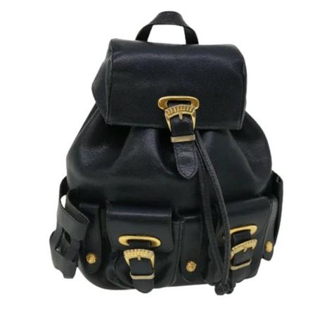 Versace Pre-owned, Pre-owned Leather backpacks Blauw, Dames, Maat:ONE Size