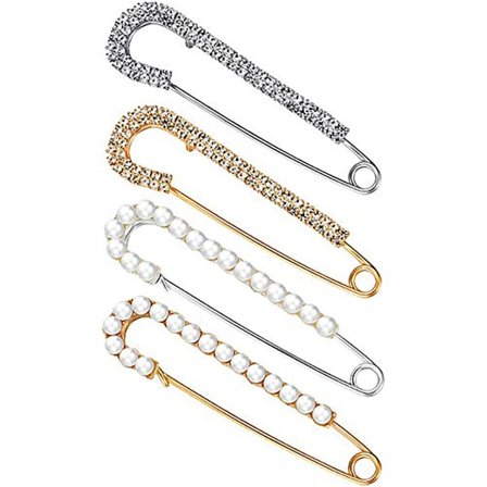 4 stk. Dame Brosche Nåle Sweater Sjal Clips 2 Styles Guld, Sølv