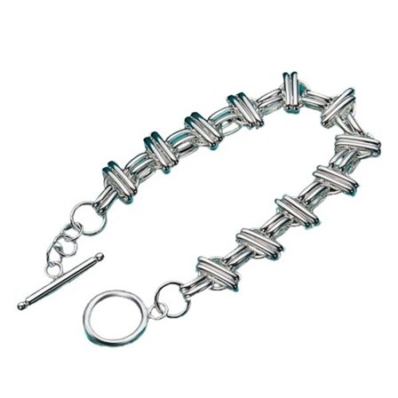 925 Sterling Silver Rund Cross Slät Design Charm 20cm Kedja Armband För Kvinnor