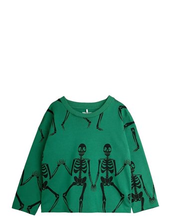 Mini Rodini Skeleton Aop Ls Tee - Green - 92/98