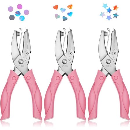 IC 3-delad handhållen hålslagare för papper Mjukt grepp och 0,25 tum cirkel 0,2 tum stjärna 0,22 tum hjärthål Kläder Scrapbook