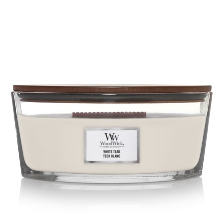 Woodwick Ellipse Candles White Teak 453g - Candela Profumata
