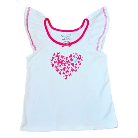 Topp med fjärilar hjärta och volangärm 110/116